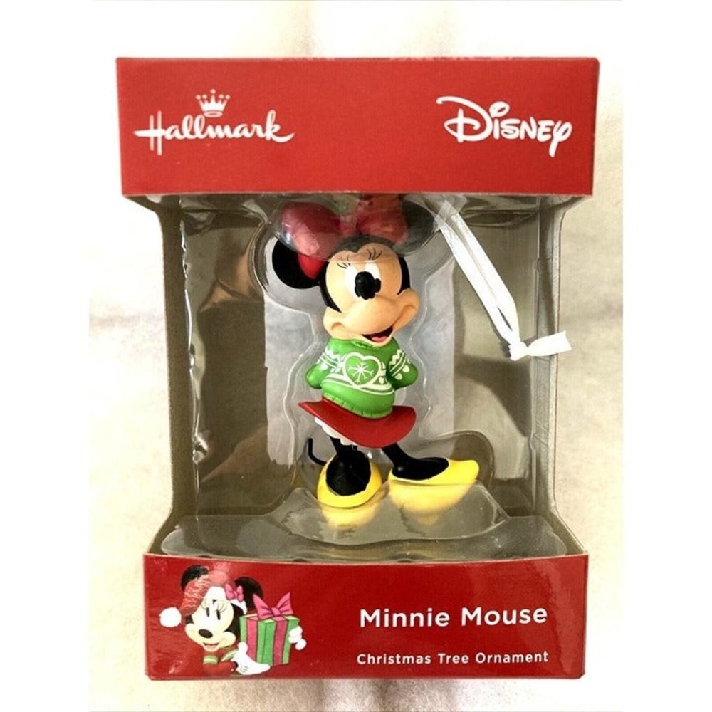 HALLMARK 2018 DISNEY MINNIE MOUSE GREEN SWEATER CHRISTMAS TREE ORNAMENT ~ NEW!